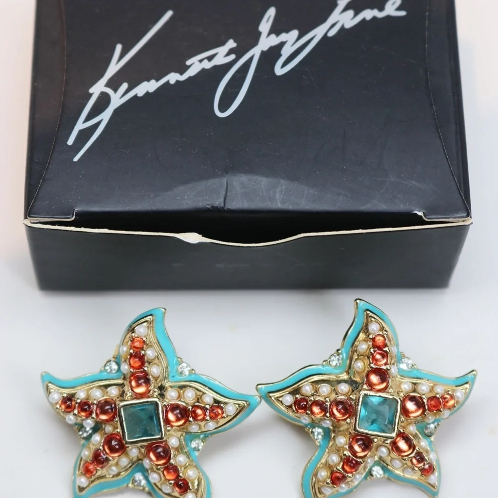 KENNETH JAY LANE RARE BLUE STARFISH EARRINGS - Picture 8 of 16